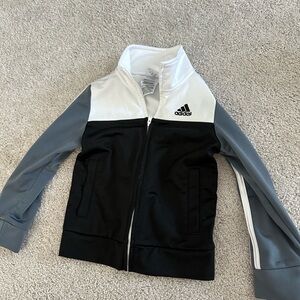 Adidas White and Black Zip-Up Jacket